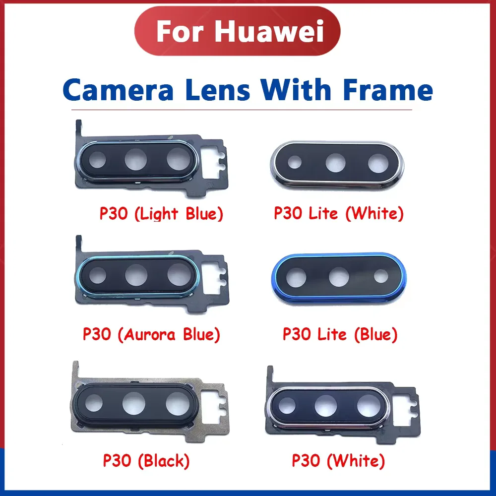 High Quality Rear Camera Glass Lens With Frame Holder and Sticker Adhesive For Huawei P30 P30Pro P30 Lite Replacement Part