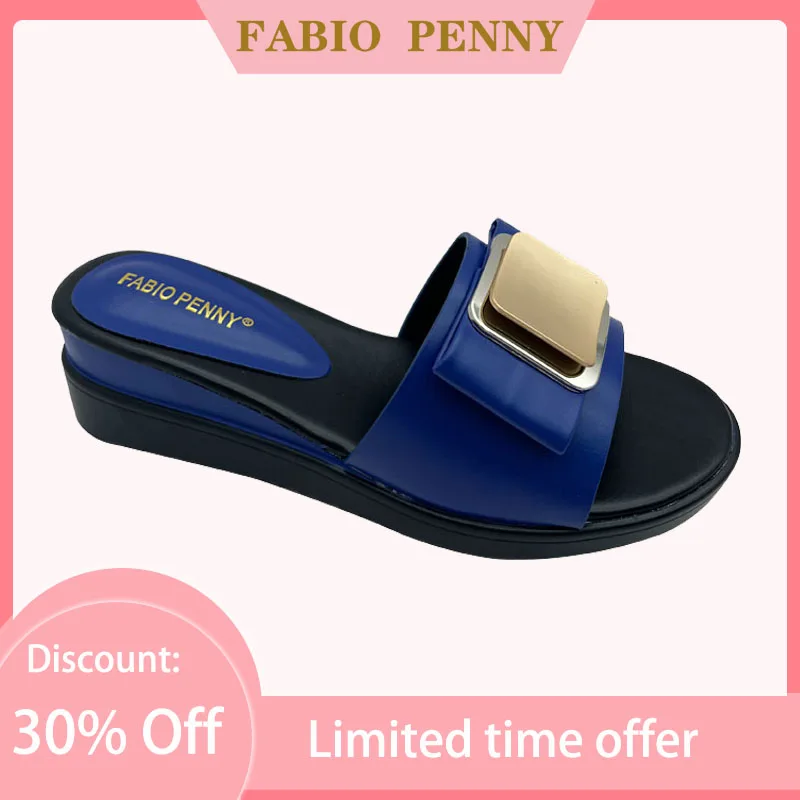 Image of 2026 Neue nigerianische Freizeit- und modische Pendlerslipper für Damen, trendige Damen-Sandalen mit Metallverzierung und dicker Sohle