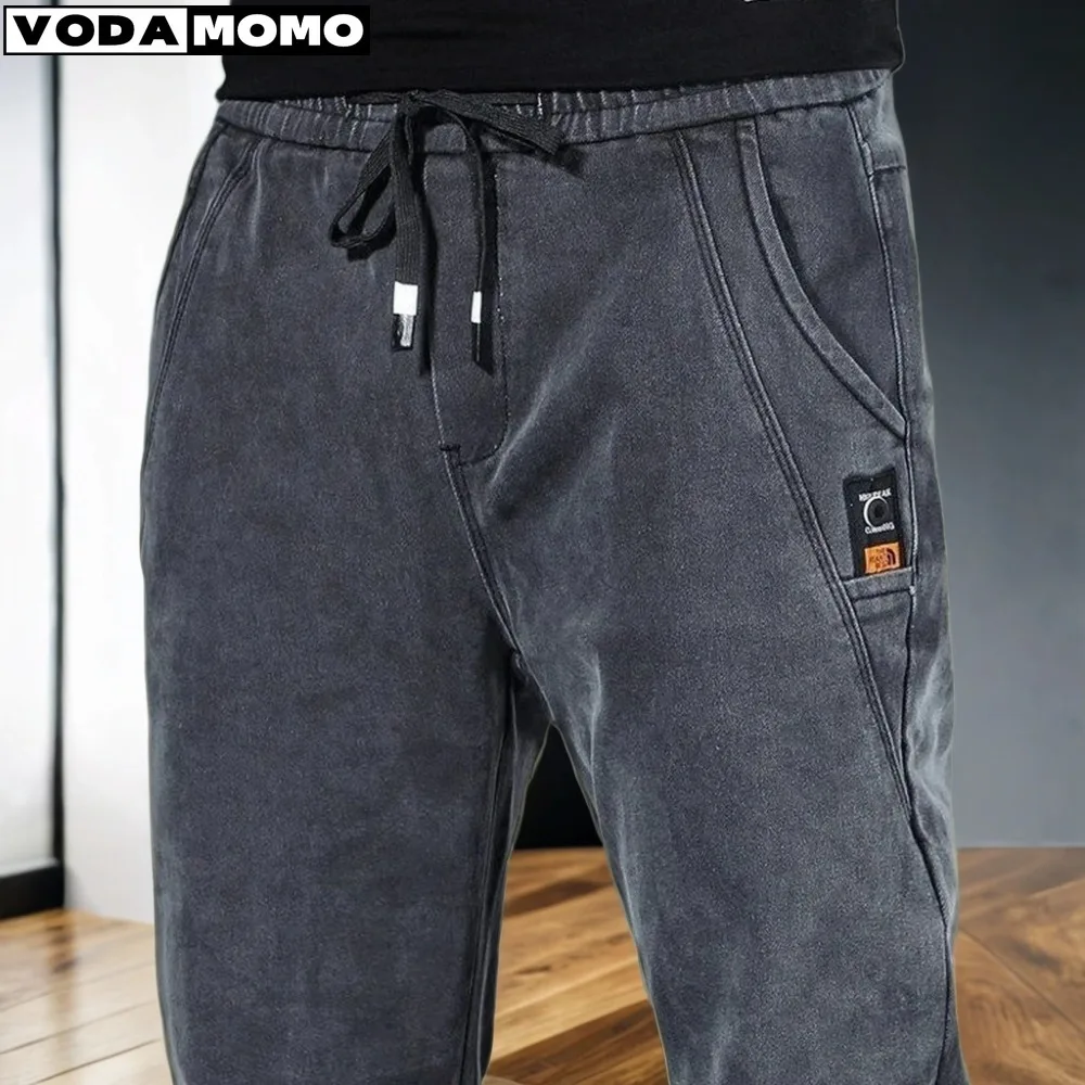 2024 New Hip Hop Jeans Pants Men Loose Joggers Denim Casual Sweatpants Korea Ankle Length Trousers Streetwear Male Clothes