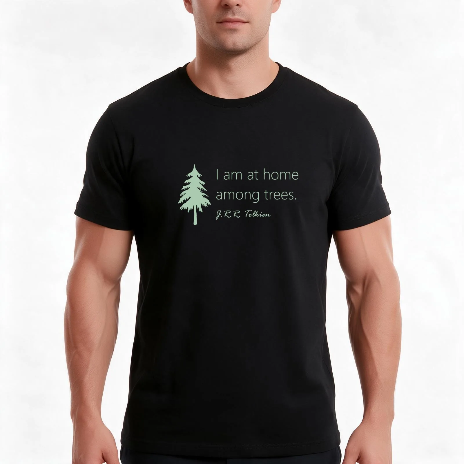 I am at home among trees Tolkien quote T-Shirt, Summer Casual Cotton Tee, Oversized Streetwear Tops, Vintage Graphic Print