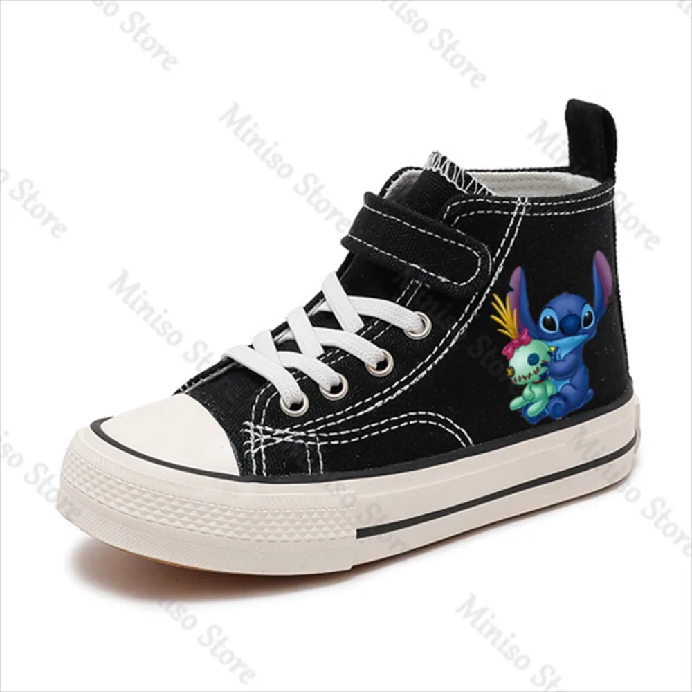 Seasons Girl High-top Lilo Stitch Girl Kid Canvas Shoe Disney Casual Cartoon Sport comfort Shoes Children Print Boy Tennis Shoes