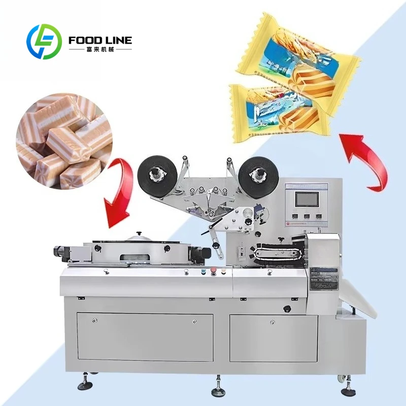 Customized Full Automatic High Speed Horizontal Packing Machine for Cotton Soft Jelly Hard Lollipop Pillow Small Candy Wrapping
