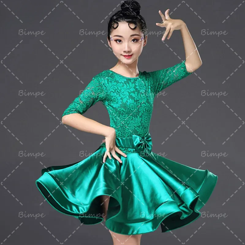 

1pcs/lot Kids Child Girls Latin Dance Dress Floral Latin Dance Dress Sexy Salsa Costume Ballroom Tango Dresses Dance Costume