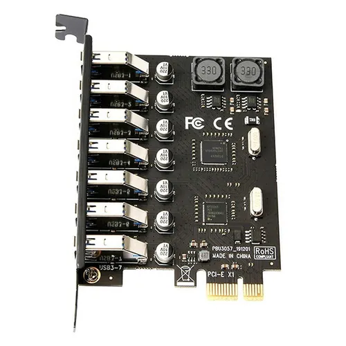 Imagen 2 del producto Adaptador USB 3,0 PCI Express PCI e a 7 puertos, tarjeta de expansión USB 3, PCIe PCI-e x1, convertidor de controlador para BTC Miner