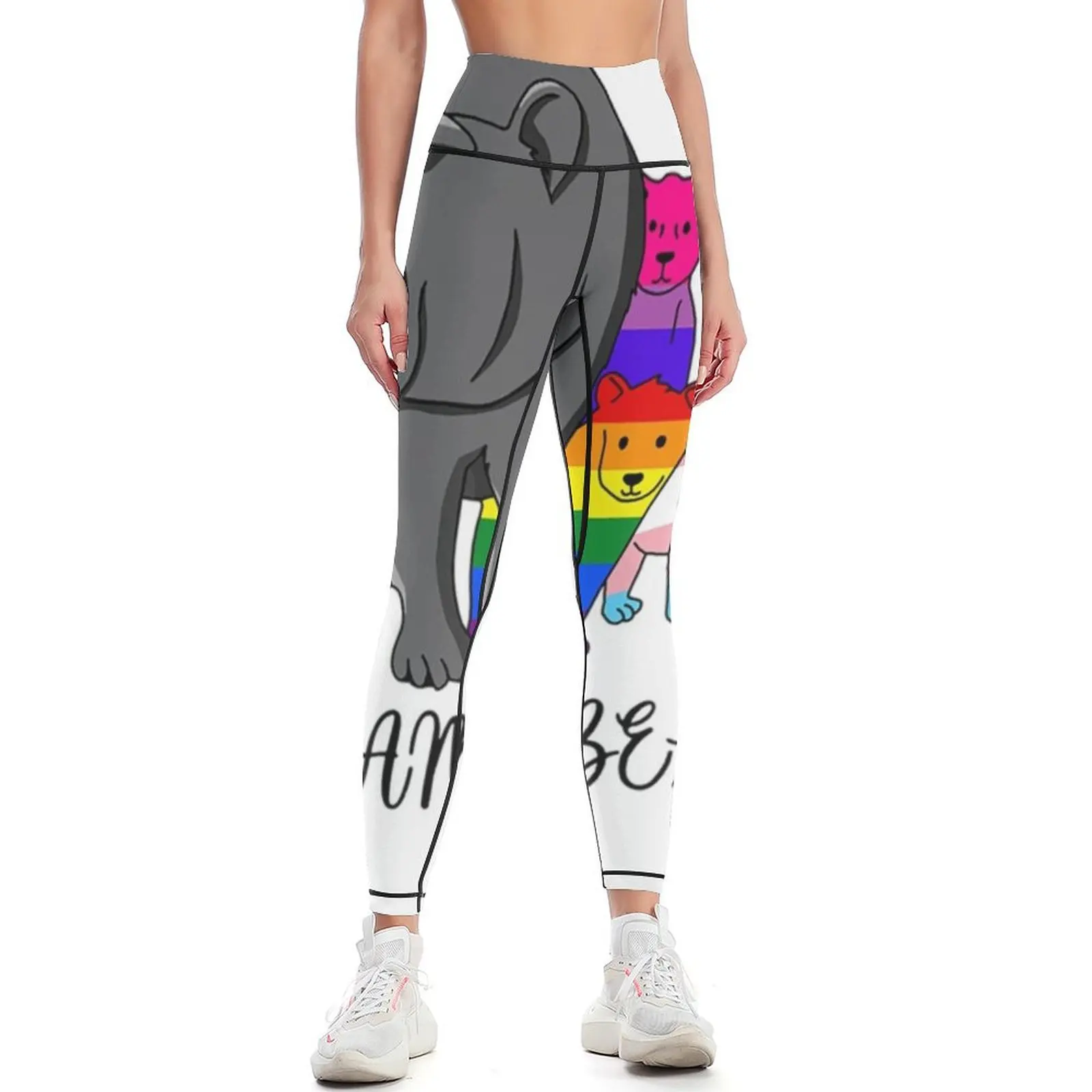 Mama Bear Bisexual Transgender LGBTQ Pride Flags Leggings sport pants push up fitness Womens Leggings