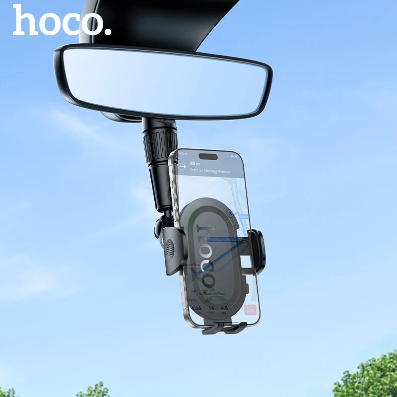 HOCO Universal Rearview Mirror Phone Holder For Cell Phone GPS Stand Stable Gripper Navigation Clip Bracket 360 Rotatable Holder