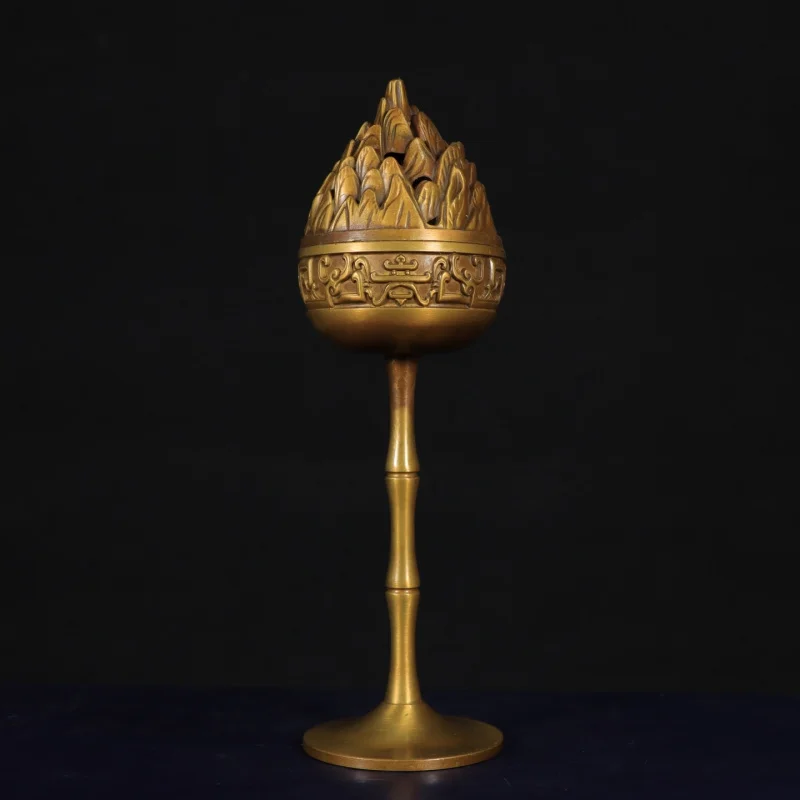 Antique Bronze Boshan , Chinese Classical Zen Style Home Desktop Burner for Coil Incense and Sandalwood In