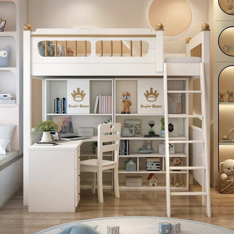 Go to and lower table combination bed High and low  Bunk Two-layer elevated Children's