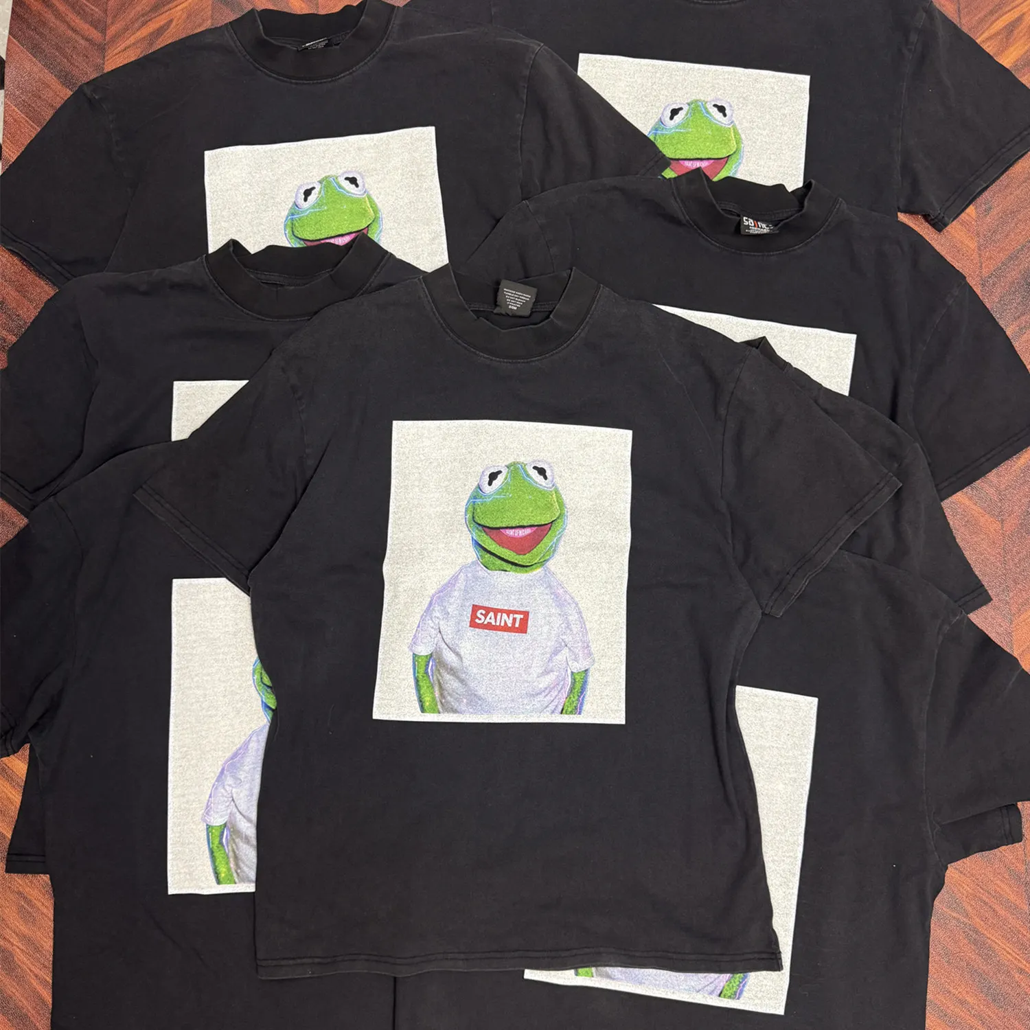 Yao Fashion Tops Komi Frog Small Neckline Digital Printing  Heavy Washing Outdoor NEW VINTAGE Tee Hip Hop T-shirt for Men