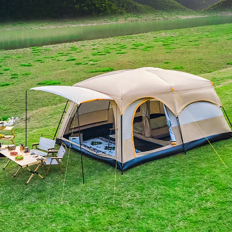 

Big tent two rooms and one living room outdoor folding portable windproof camping barbecue thickened rainproof overnight camping