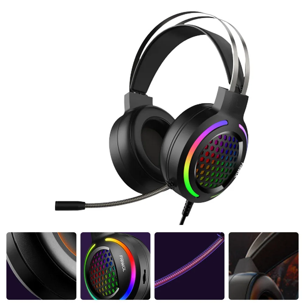 

Gaming Headphone Lightweight Headset Mic Black Light Comfortable Breathable Durable Stylish For Long