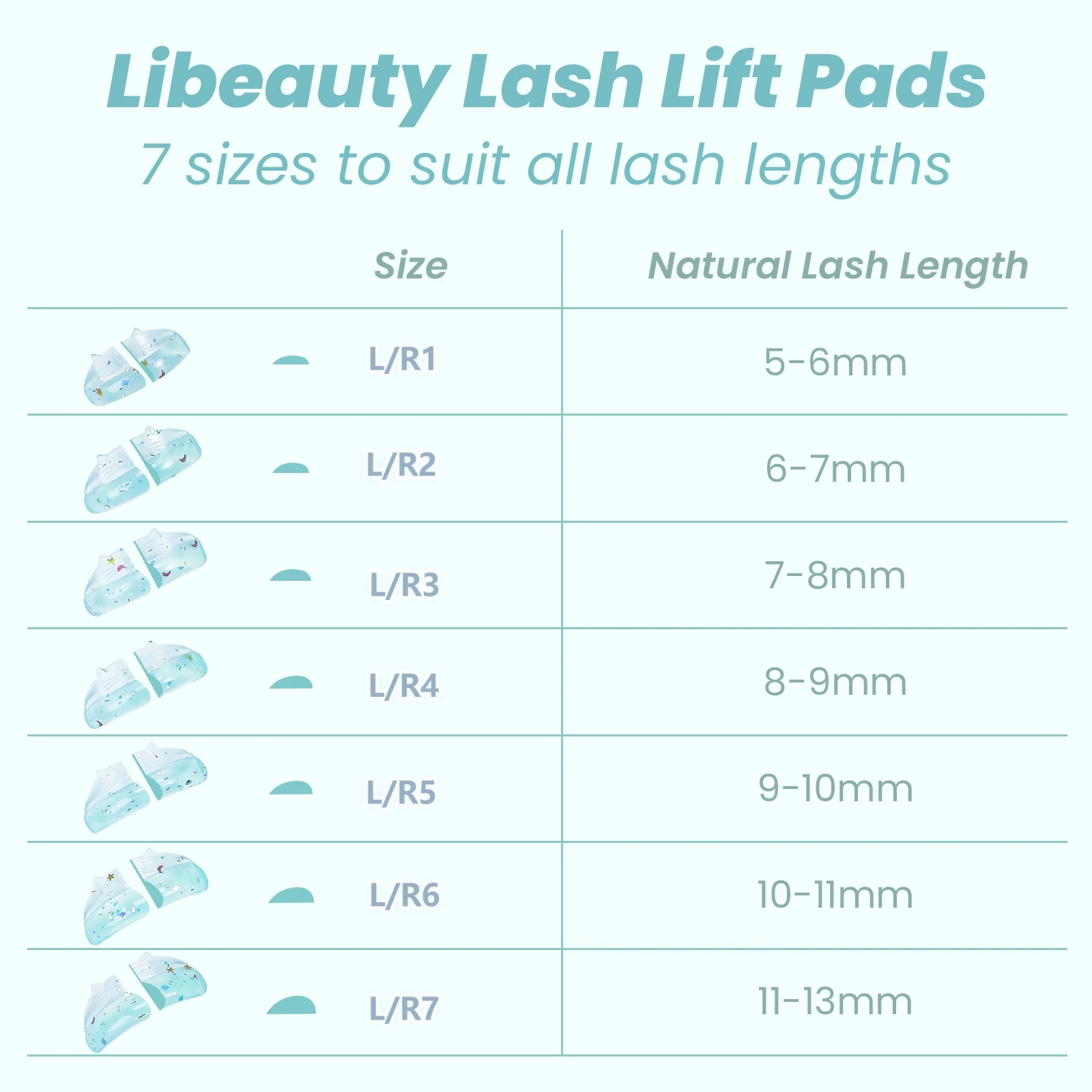 Libeauty 7 Paar wiederverwendbare Silikon-Wimperndauerwelle, klebrige Wimpernlift-Pads, 3D-Wimpernverlängerung, Lockenwickler, Zubehör, Make-up-Tools