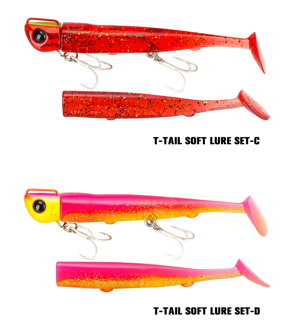 TSURINOYA Long Casting 2 Stück T-Schwanz Jigkopf 110mm 35g 45g Salzwasser Sinkender Hardbait Hochfester Flunder- und Wolfsbarsch-Angelköder – Detail 18