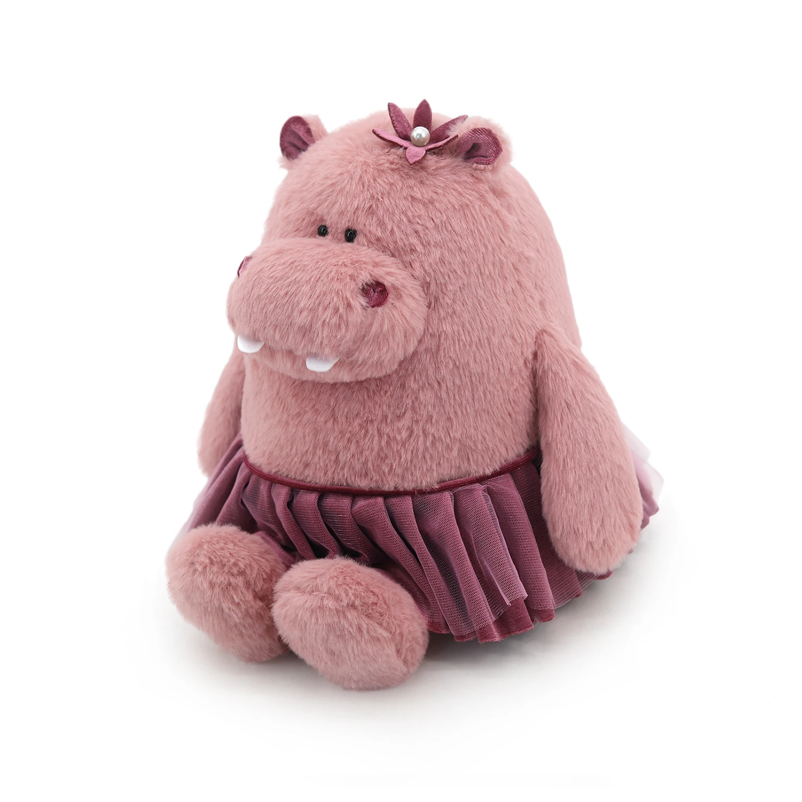 チュチュスカートを着たキュートなピンクのカバのぬいぐるみ、女の子の誕生日プレゼント、抱き枕、お部屋の飾りに