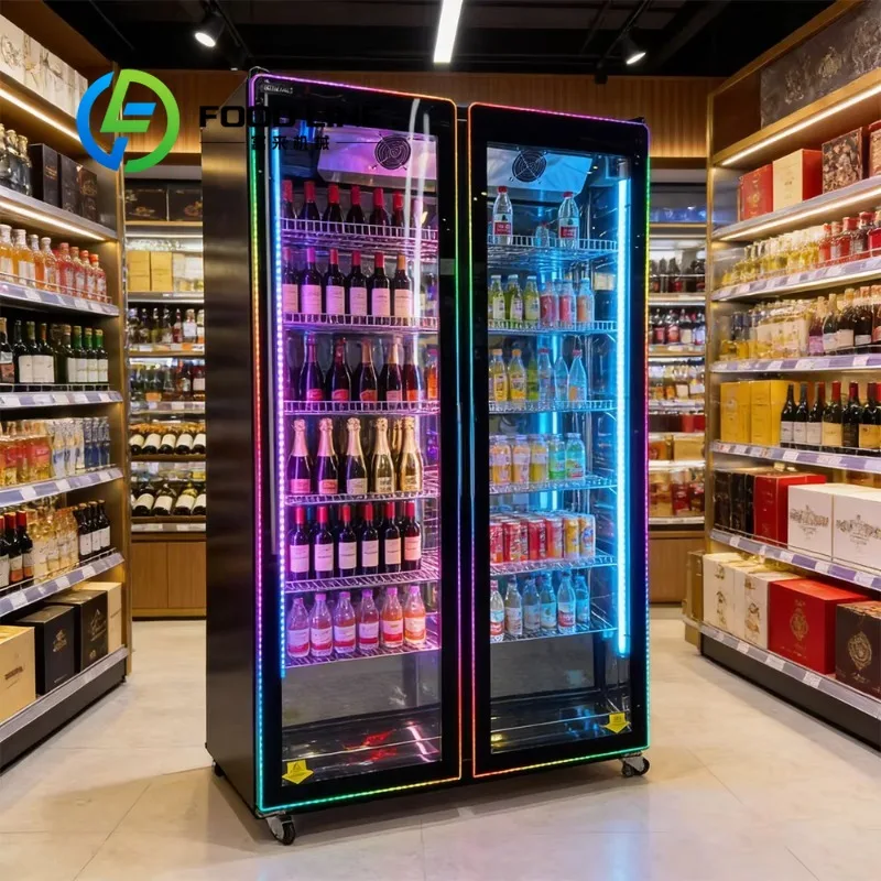 Glass Door Drink Display Refrigerator Energy‑Saving Cooling System Anti‑Fog Glass Suitable For Hotel Lobby Entertainment Venues