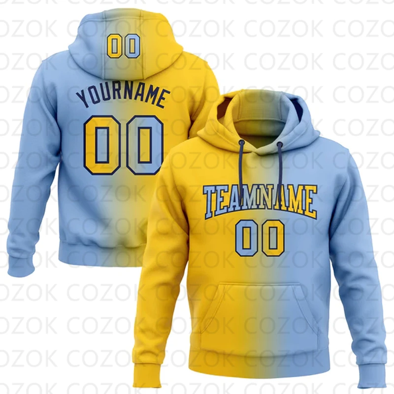 Customized Hoodie Blue Color splicing Jersey 3D Printed  Unisex Pullovers Hoodie Casual Sweatshirts