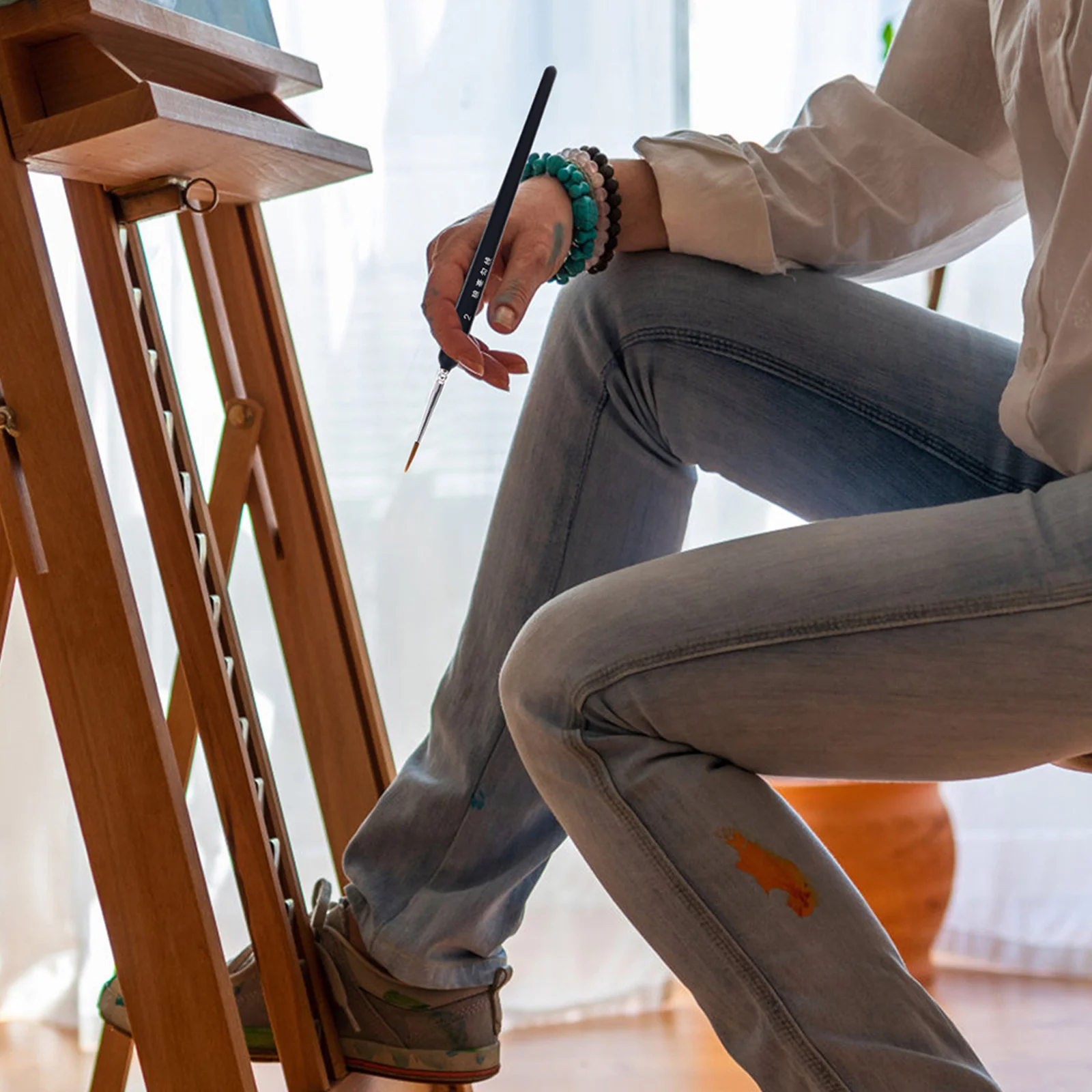 

7Pcs Detail Paint Brush Set Miniature Painting Brushes Fine Tip for Acrylic Watercolor Oil Artwork Professional and Beginner Use