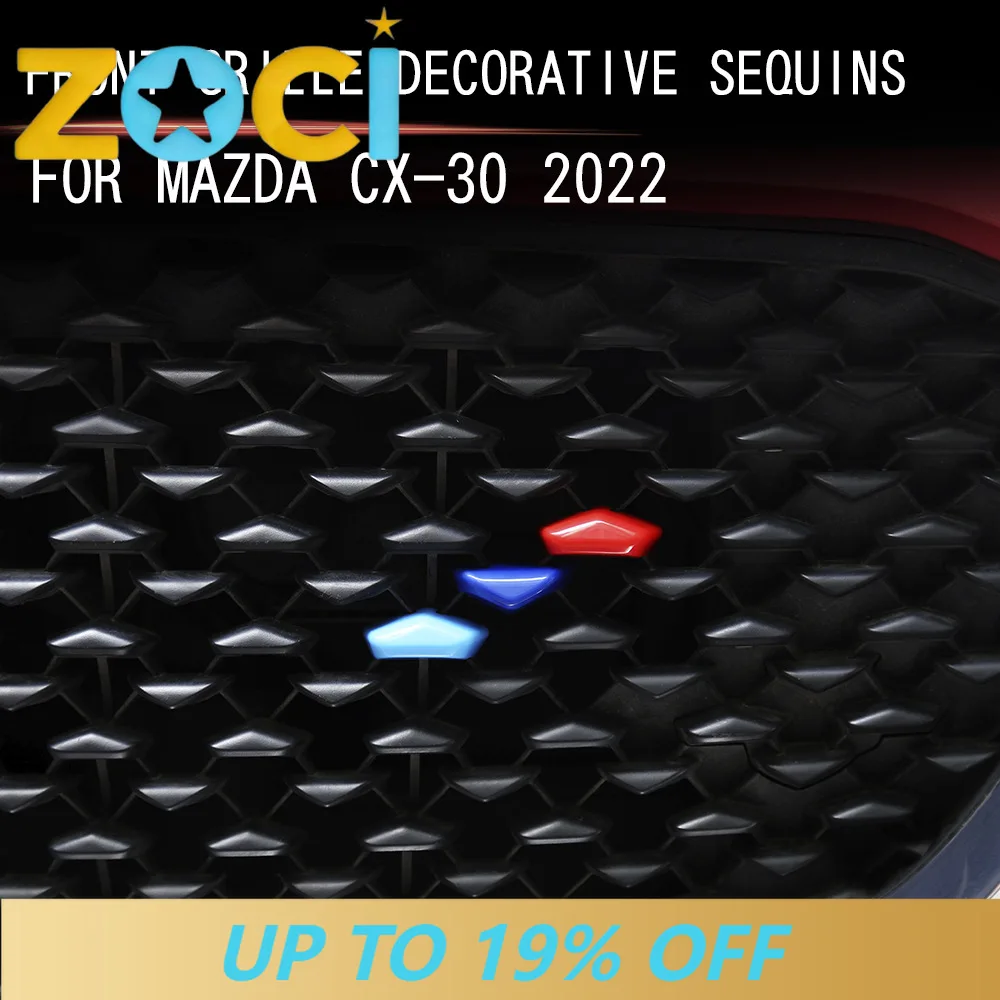 For 2022 Mazda CX-30 Front Grille Decorative Sequins & Front Face Decorative Sticker Exact Fit Exterior Decoration Accessories