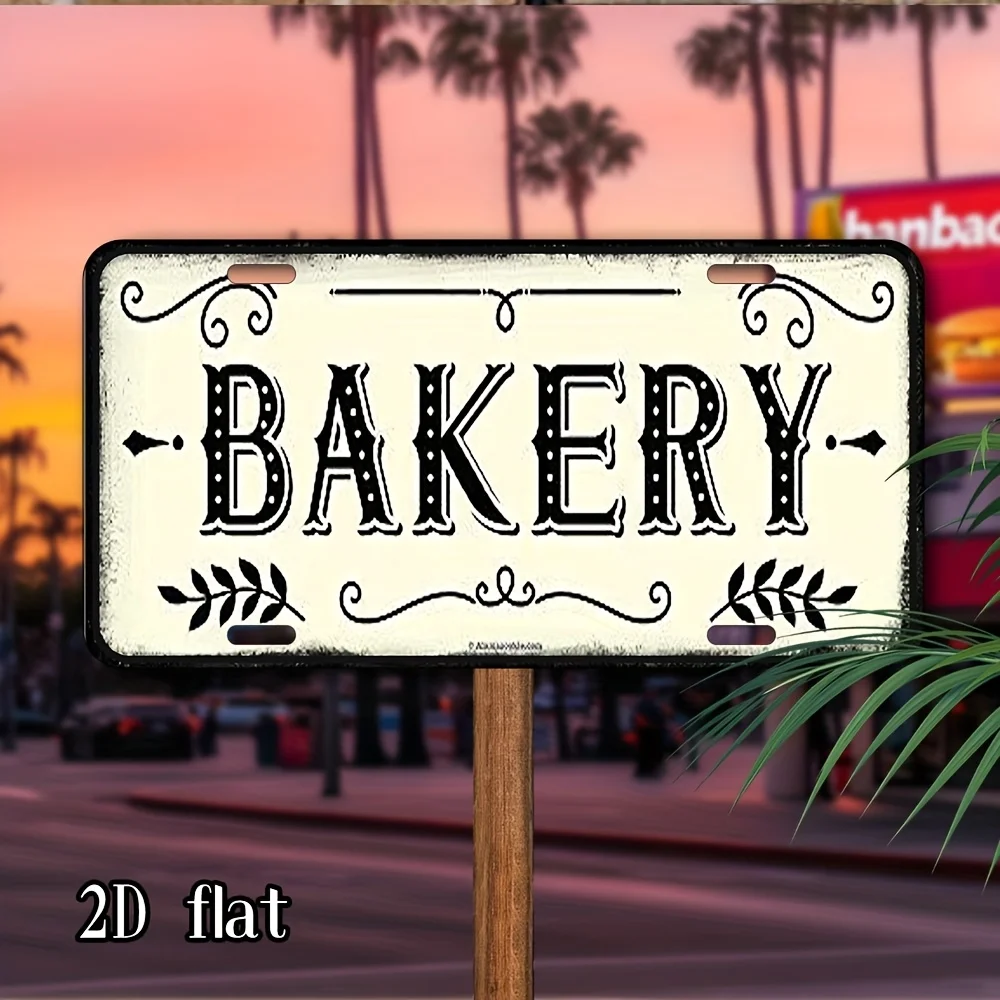 2D Flat-Vintage Bakery 2D Flat Aluminum Sign,Dust & Waterproof, Ideal for Home, Office, Cafe Decor,Vintage Bakery Sign