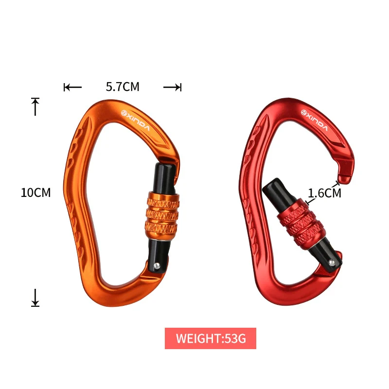XINDA Outdoor Rock Climbing  Carabiner 22KN Safety Lock Aluminum alloy Spring-loaded Gate Buckle Survive Protective Equipment