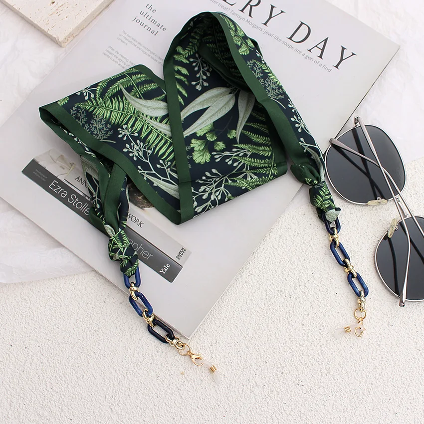 Seidenband Brillenketten Mode Boho Acryl Sonnenbrille Lanyard Halter Maskenband Hängen am Hals Brillen Mädchen Geschenk Schmuck – Detail 4