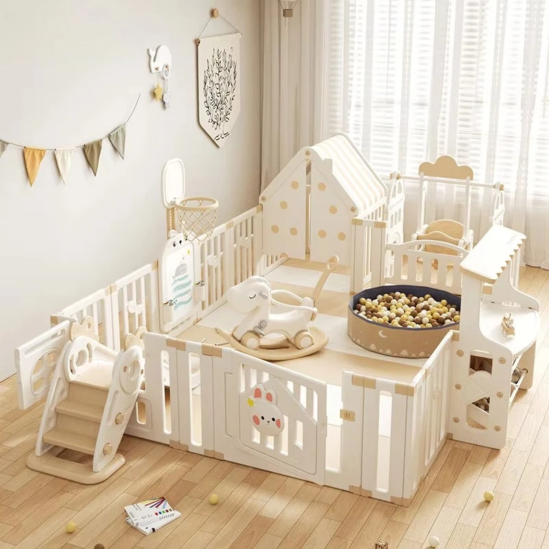 

Multifunctional design Safe children's plastic indoor playground Moon rabbit fence Baby play pen with house