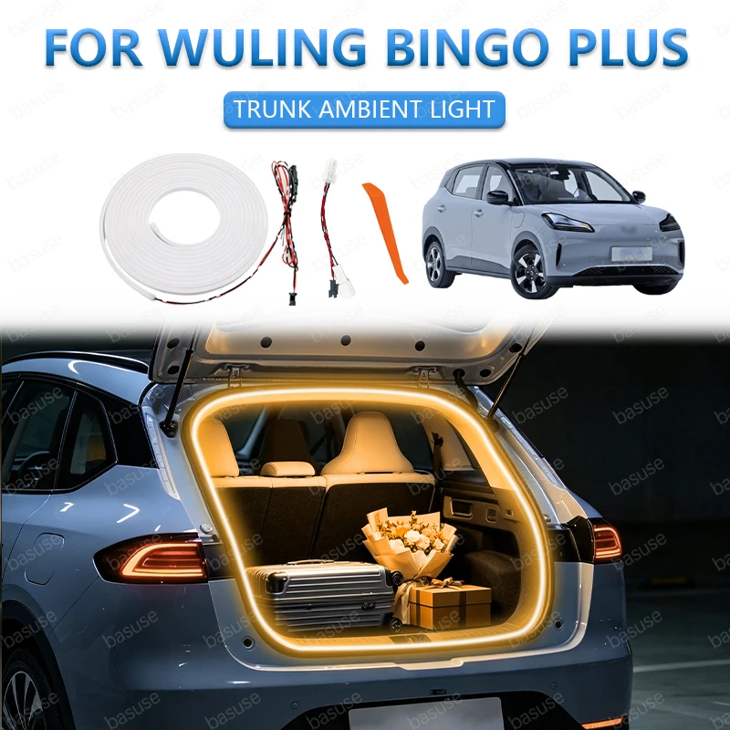 FOR WULING BINGO PLUS Rear Trunk Light LED Surround Light Silicone Light Modification Light Yellow White Car Accessories