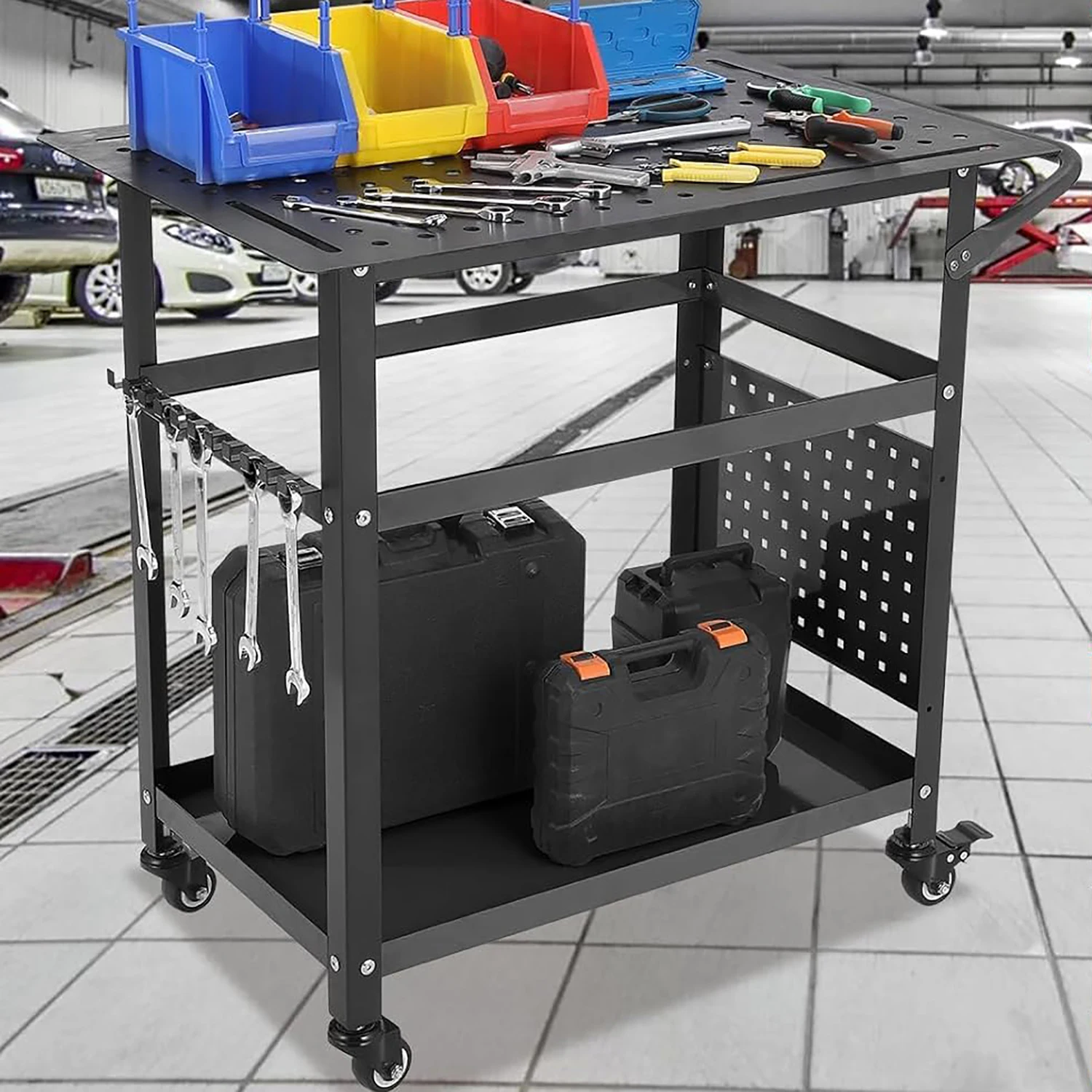 36x24inch Steel Welding Table,1200 Lbs Portable Welding Fixture Table For Shop, Rolling Welding Table With 5/8