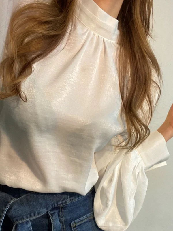 Elegant Chic Satin Shirt with Lantern Sleeves High Waist Corduroy  Skirt Women's Fashion Korean Style Spring Autumn Winter