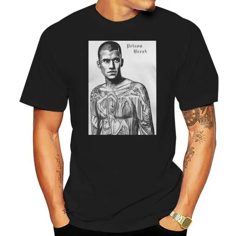 Michael Scofield Prison Break Camiseta masculina moda camisetas manga curta gola redonda camisetas 100% algodão estampado tops
