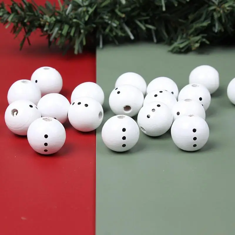 Christmas Snowman Wooden Beads Round Snowman Head Belly Beads For DIY Handmade Crafts Christmas Tree Beading Ornament Making