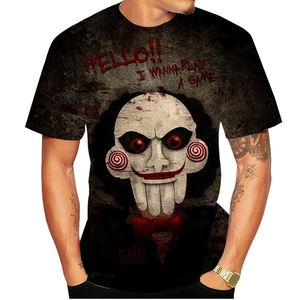 Newest Fashion 3D Printed Billy Is A Puppet - Saw Horror Movie Scary Character Jigsaw Killer T-Shirt Summer Men's Casual Short S