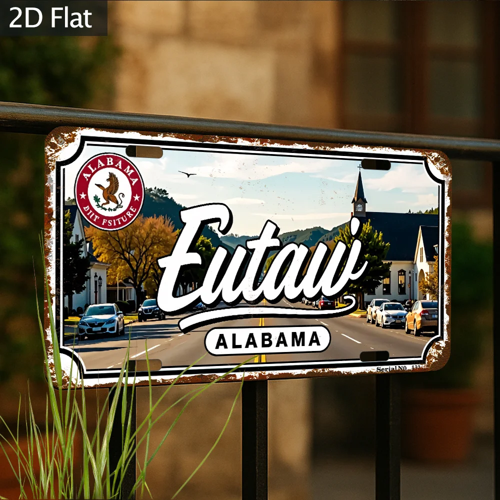 2D Flat, 1pc Aluminum License Plate, for Decorative Use Only, Industrial Vintage Warehouse Decorative Sign