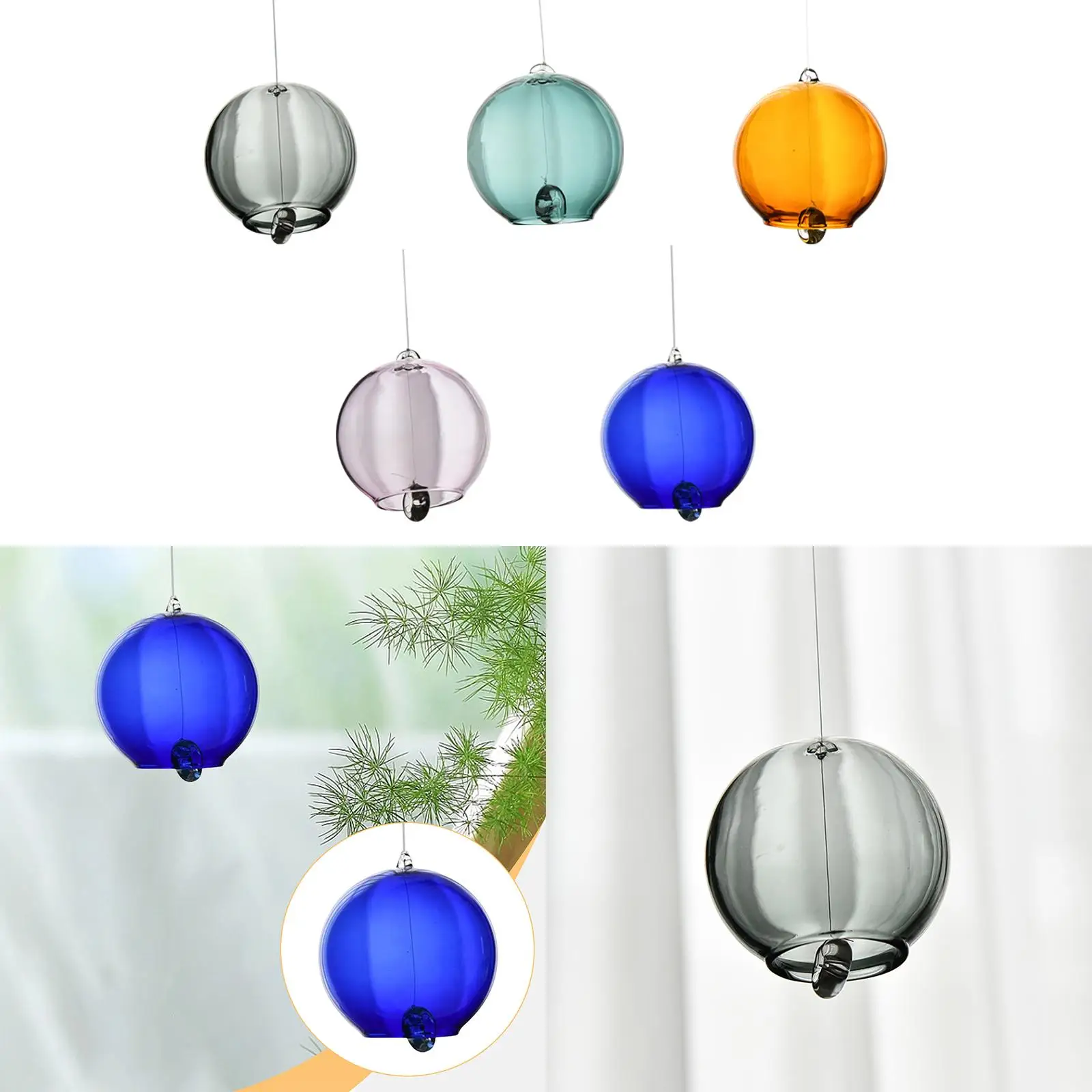 Traditional Borosilicate Glass Wind Bell Soothing Sound Lightweight