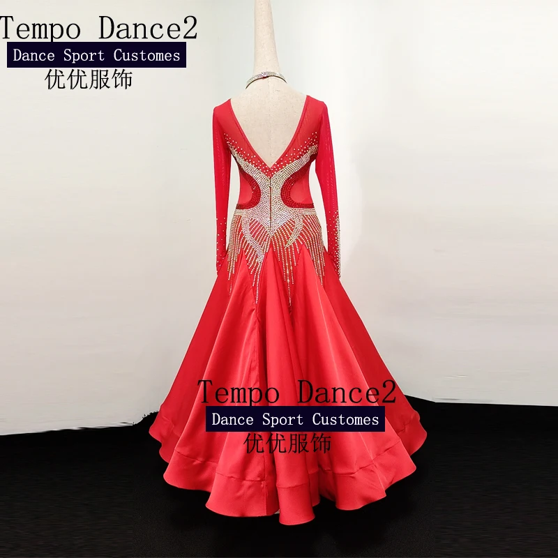 US8 New Standard Ballroom Dance Dress For 2022 Women Girls Competition Costume Sleeveless Lycra Waltz Stage