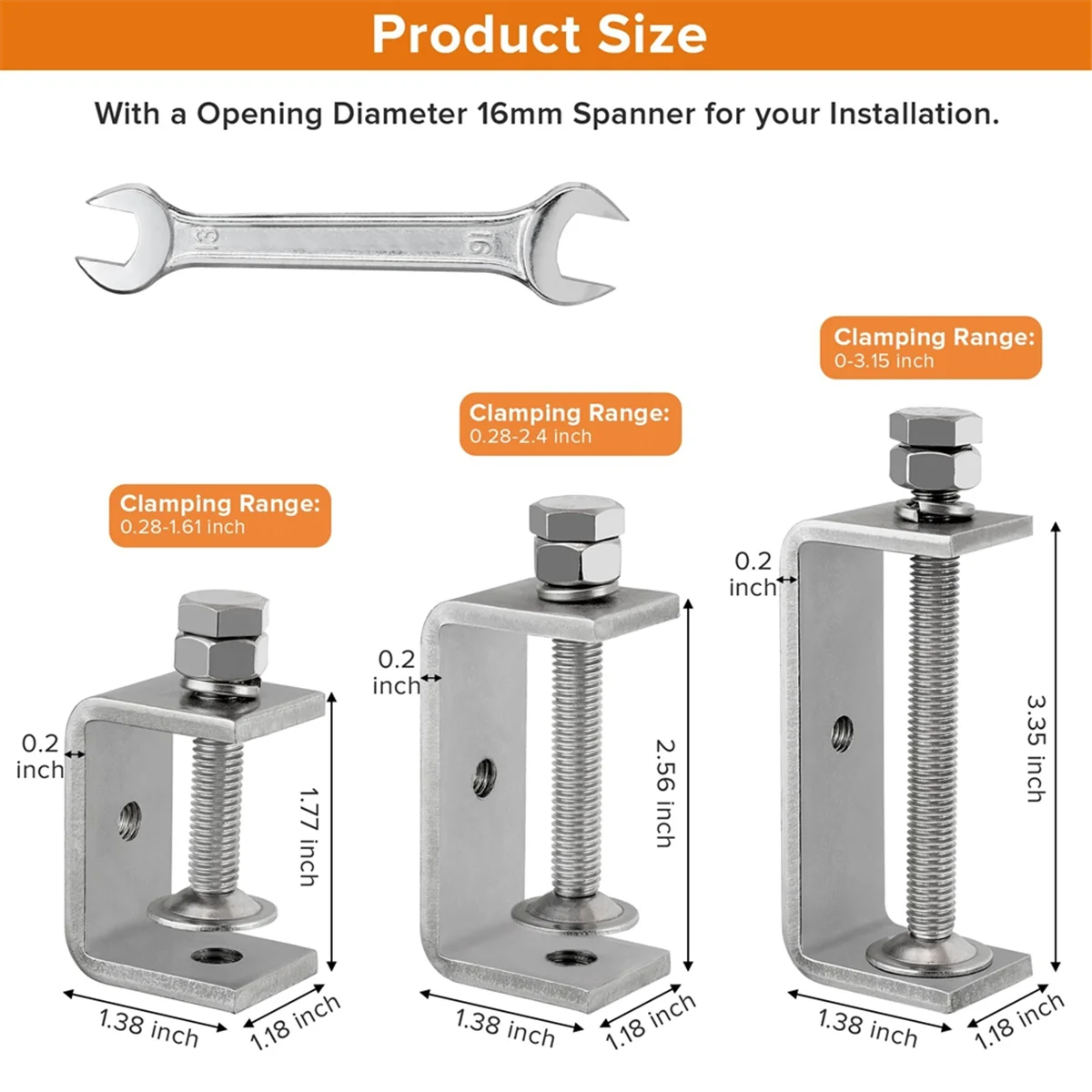 2 ชิ้น 304 สแตนเลสสตีล C Clamp, Tiger Clamp งานไม้ Clamp Heavy Duty C Clamps สําหรับงานไม้, เชื่อม - 45 มิลลิเมตร