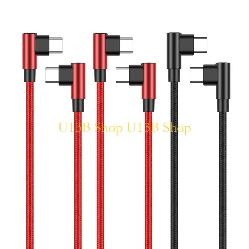 U13B Double Angled Type C To Type C 60W Fast Charging Cable Nylon Braided Durability