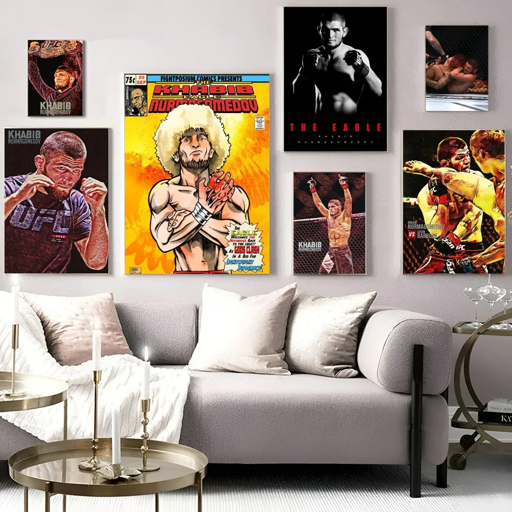 UFC Khabib Cool Nurmagomedov Vintage Posters Sticky Whitepaper Prints Posters Artwork Posters Wall Stickers