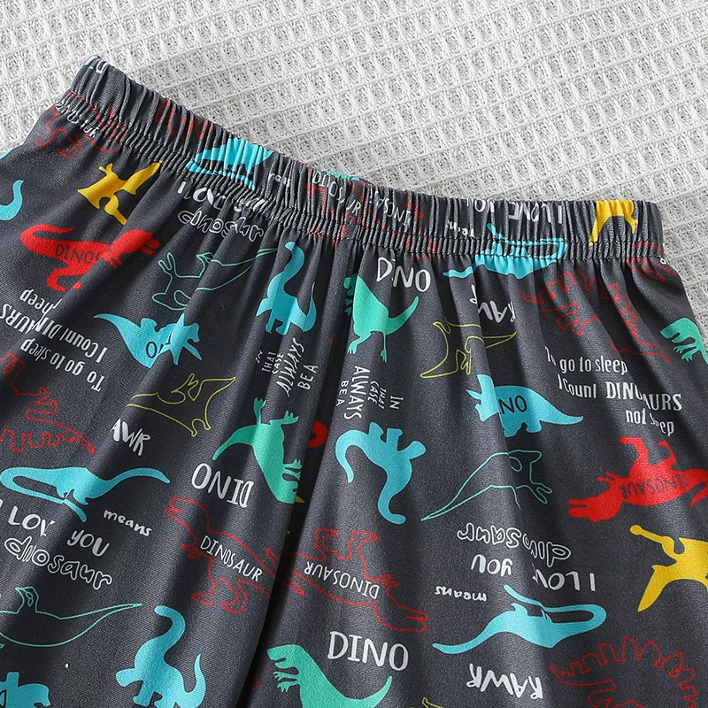 Conjunto de 2 peças com estampa de dinossauro para crianças, camiseta fofa de manga curta para meninos e meninas, cintura elástica, shorts confortáveis