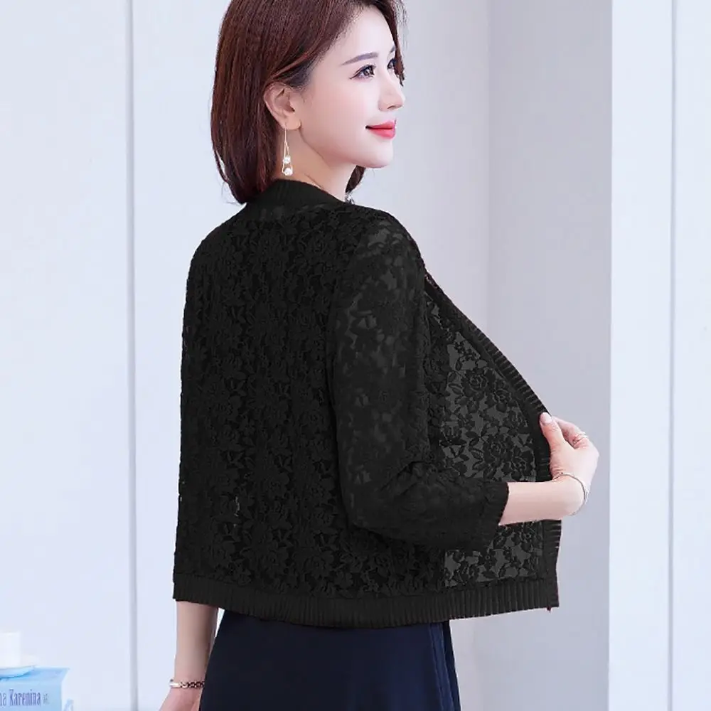 Koronkowa Cienka Kurtka Wielokolorowa Koronkowa Chusta Oddychająca Krótka Tiulowa Chusta Odzież Chroniąca Przed Słońcem Damska