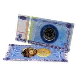 Billetes de Bitcoin de 1 BTC coleccionables, copia de dinero, no moneda, billetes de papel antifalsos, 5/10 unidades