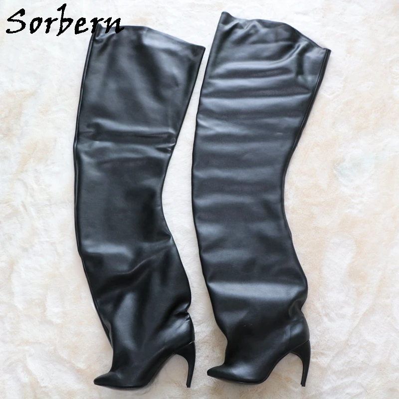 

Sorbern Custom 100Cm Super Wide Boots Women Unisex Style Pointed Toe Curved High Heels Fetish Drag Queen Shoes