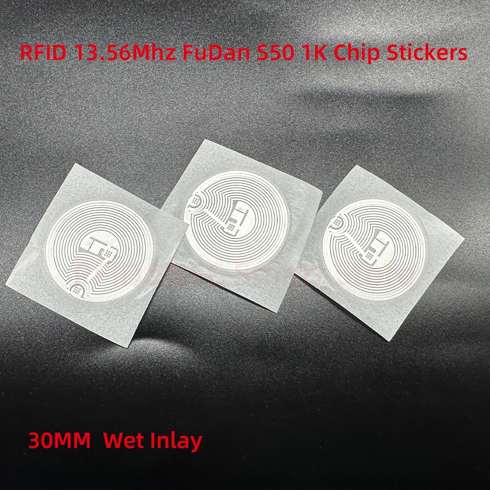 10/50pcs RFID Smart Tag 14443A Classic 1K EV1 S50 Wet Inlay Sticker F08 1024Bytes Lable RFID Tags Access control attendance Card