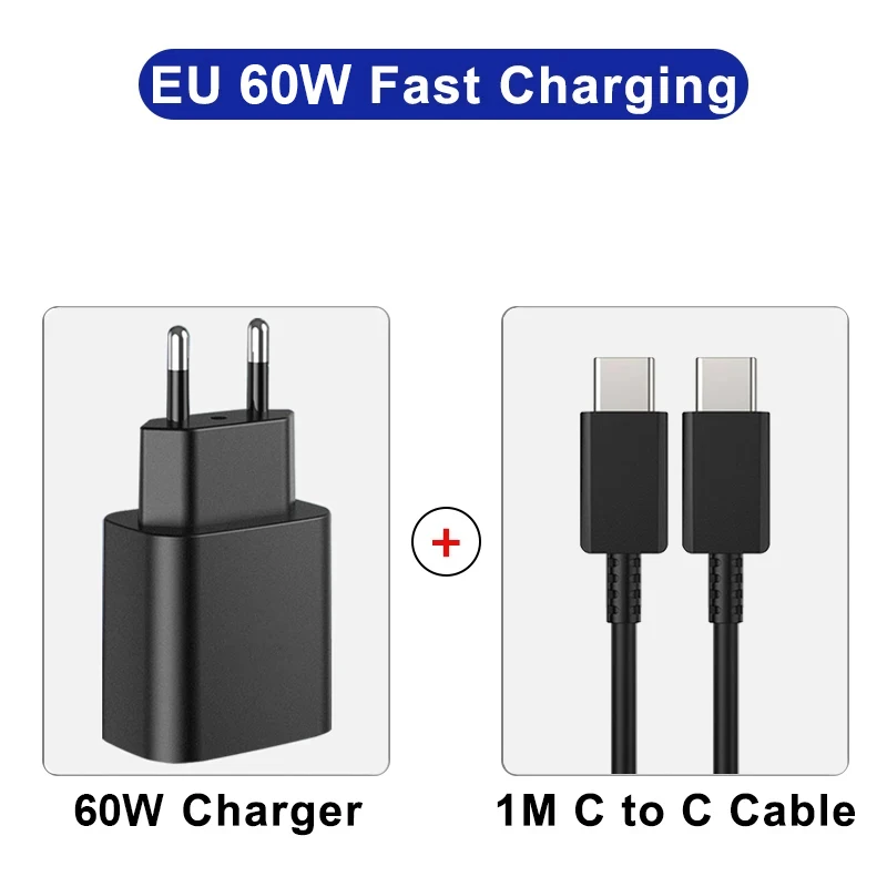 Ładowarka Dla Samsung 60W Super Fast Charger do Dla Samsung Galaxy S26 S25 S24 S23 S22 S21 Ultra, kabel USB 5A do szybkiego ładowania, adapter z wtyczką EU — zdjęcie produktu 6