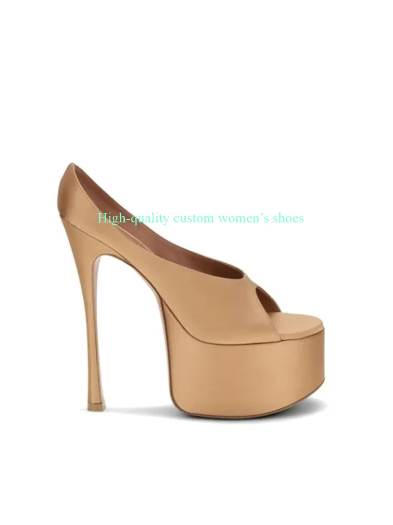 

Silver Super High Waterproof Platform Women's Stilettos Sandals Round Toe Special Styles Banquet Luxury High Women's Shoes