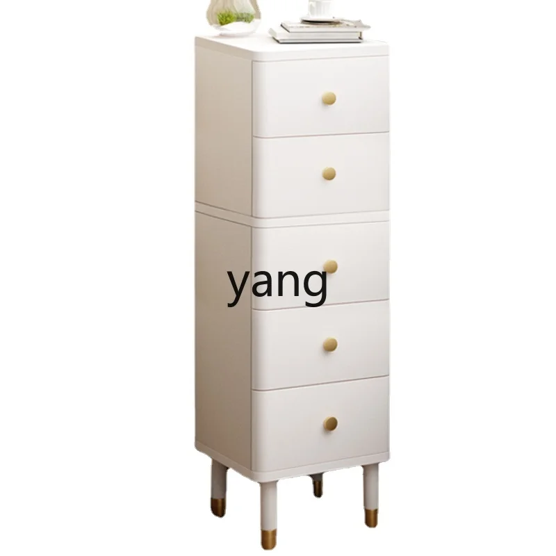 Yhl Bedside Table Solid Wood Bedroom Small Apartment Ultra Narrow Sandwich Cabinet Bedside Storage Cabinet