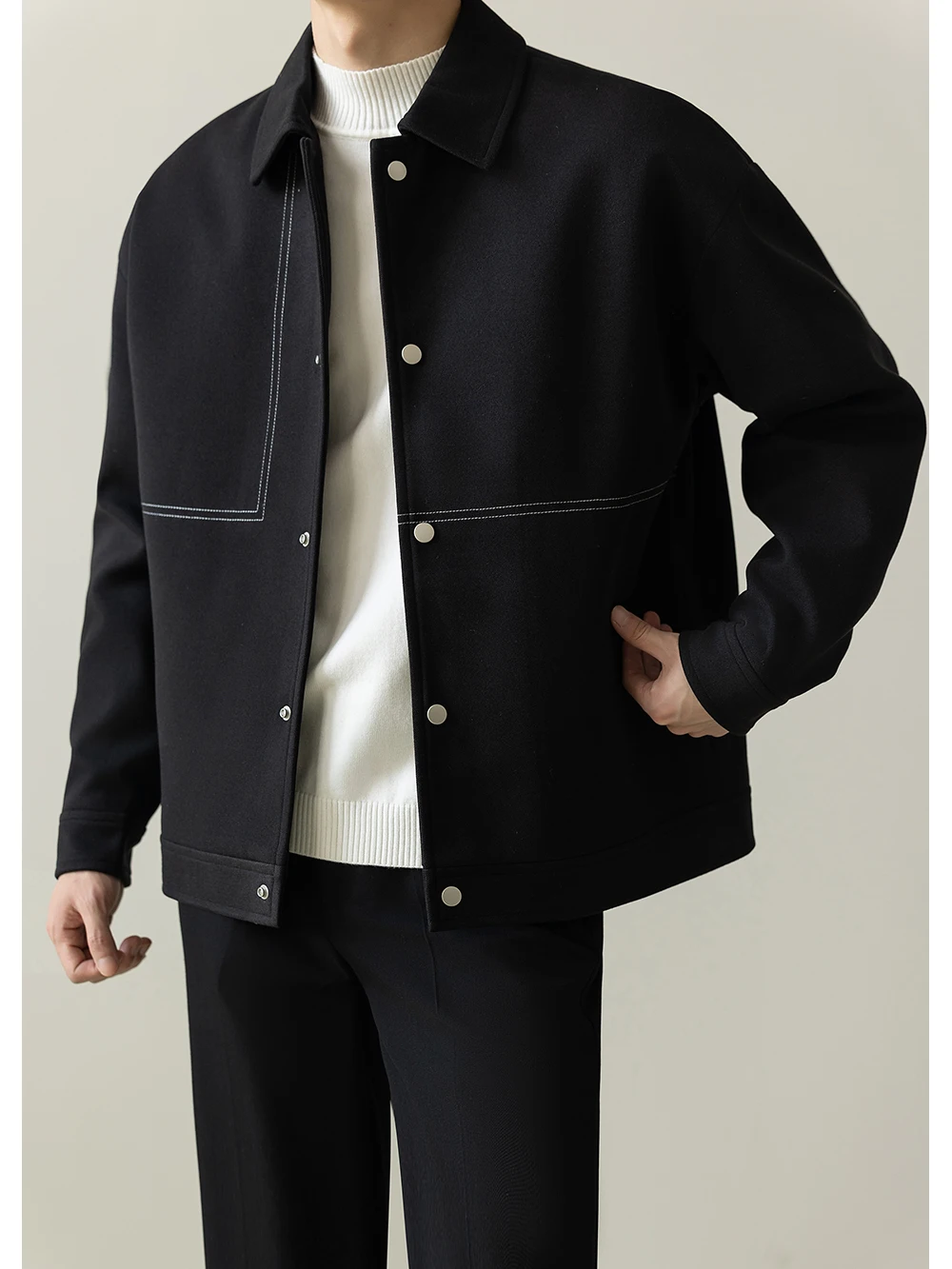 Autumn Short Casual Style Men's Jacket Stand Collar Coat Korean Version Light Maturity Trendy High-End Leisure Fall Top