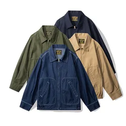 OKONKWO Men's commemorative edition solid color travel jacket TOUR JACKET horizontal Suga denim jacket