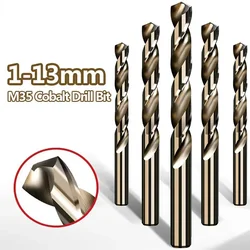 1pc Cobalt HSS Drill Bit M35 Metalworking Stainless Steel Drilling Tool Accessories Metal Drilling Cutter 1-13mm Dia Round Shank