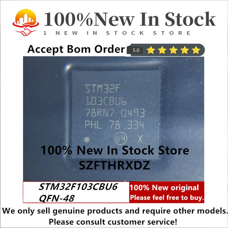 

100% Новый оригинальный STM32F103CBU6TR QFN48 STM32F103CBU6 QFN-48 MCU 32-bit STM32F ARM Cortex M3 RISC 128KB Flash 2,5 V/3,3 V 48-Pin